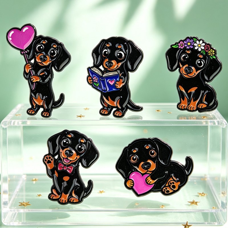 5pcs Cute Dachshund Enamel Pin - огляд і ціна Enamel Pin Set