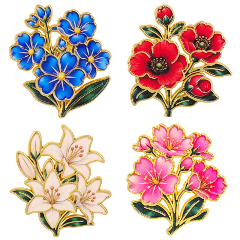 Cute Vintage Colorful Floral E - огляд і ціна Enamel Pin Set